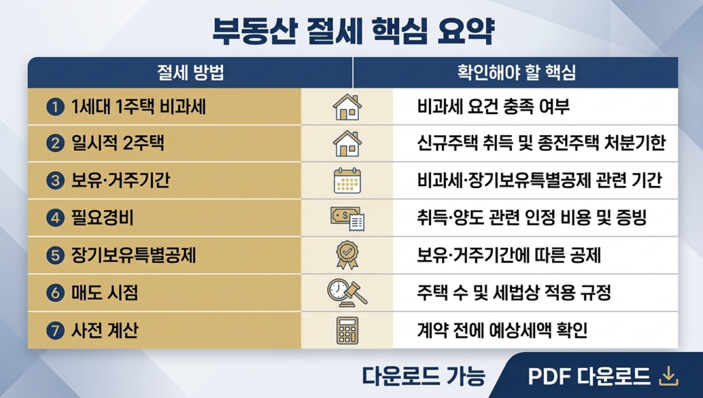 양도소득세절세 핵심 요약