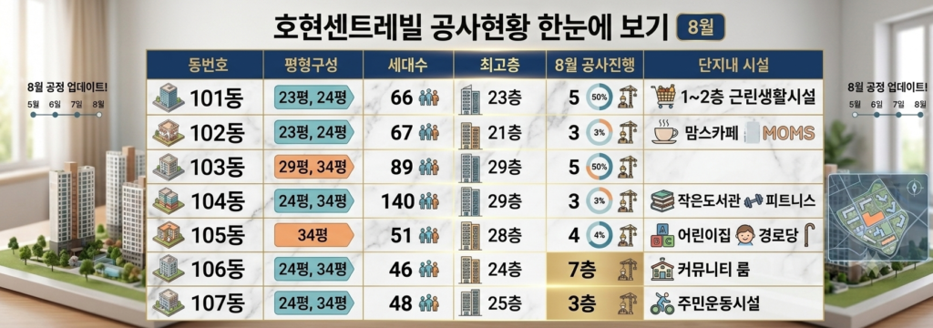 호현센트럴아이파크 2026년8월 건축현황
