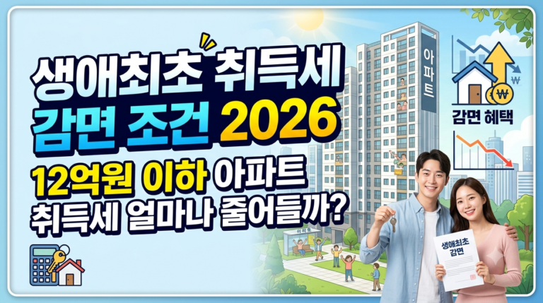 생애최초 취득세 감면 조건 2026 | 12억원 이하 아파트 취득세 얼마나 줄어들까?