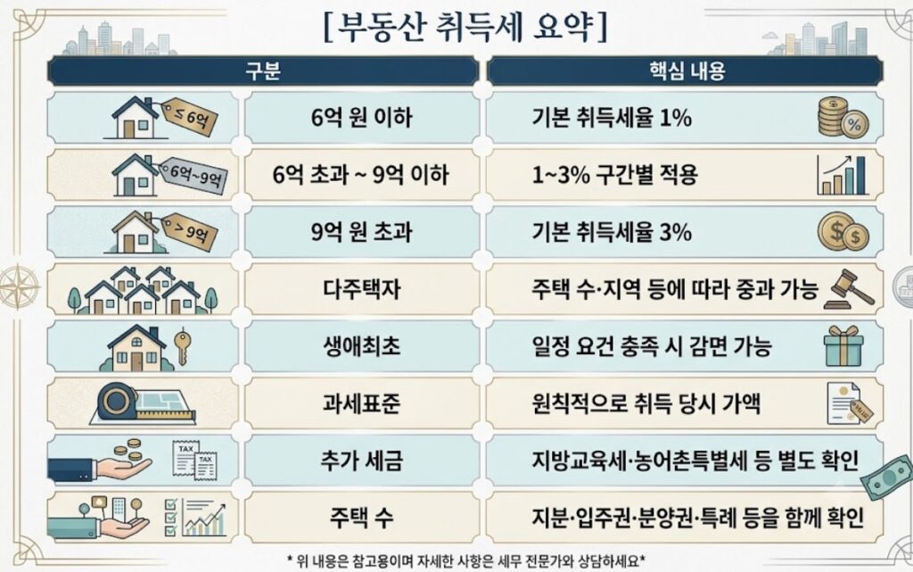 부동산 취득세 요약