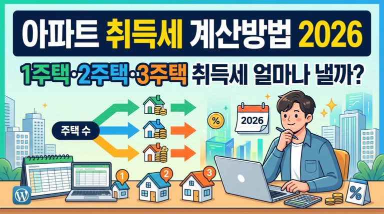 아파트 취득세 계산방법 2026 | 1주택 ·2주택 ·3주택 취득세 얼마나 낼까?
